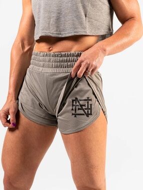 Flag Nor Fail Gray Women’s Athletic Mesh Shorts - NWT